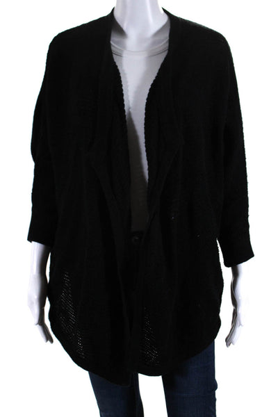 Madewell Womens Cotton Knit 3/4 Sleeve V-Neck Open Cardigan Sweater Black Size S