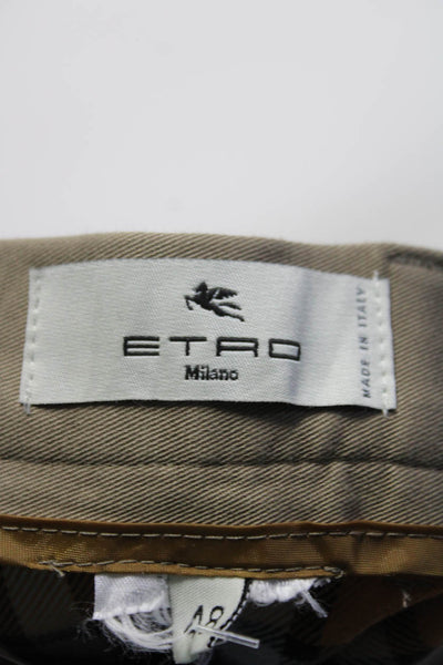 Etro Womens Creased Slim Leg Khaki Pants Beige Cotton Size EUR 48