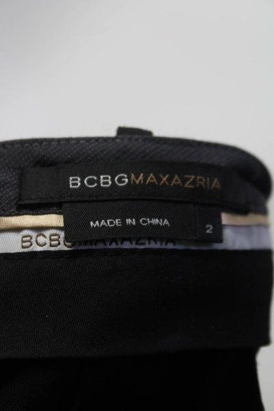 BCBG Max Azria Womens Mid Rise Wide Leg Dress Trousers Black Size 2