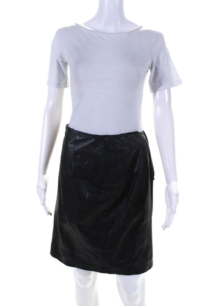 Natural Comfort Women's Lined Leather Knee Length Pencil Skirt Black Size 8