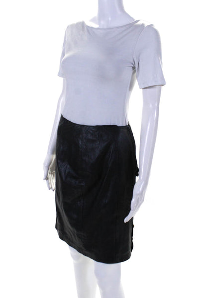 Natural Comfort Women's Lined Leather Knee Length Pencil Skirt Black Size 8