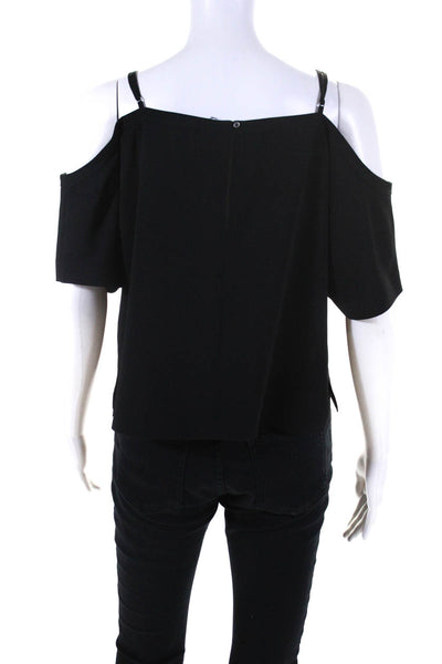 T Alexander Wang Women's Short Sleeve Cold Shoulder Cropped Blouse Black Size 6