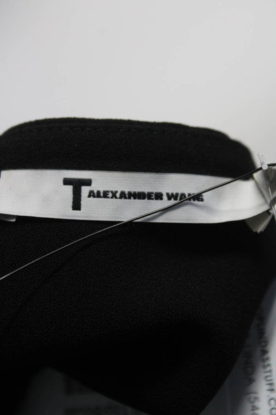 T Alexander Wang Women's Short Sleeve Cold Shoulder Cropped Blouse Black Size 6