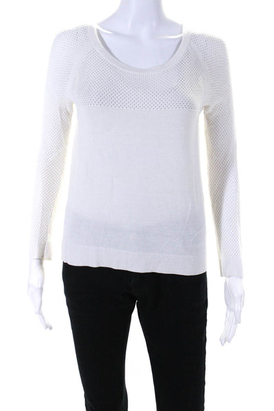 Rag & Bone Womens Open Knit Long Sleeves Sweater White Size Extra Extra Small
