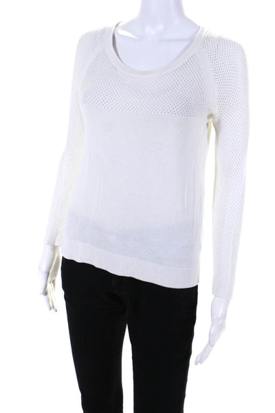 Rag & Bone Womens Open Knit Long Sleeves Sweater White Size Extra Extra Small