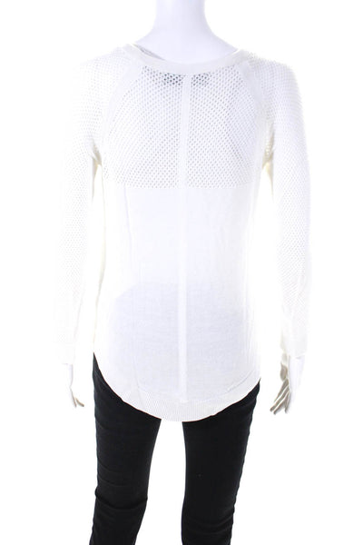 Rag & Bone Womens Open Knit Long Sleeves Sweater White Size Extra Extra Small