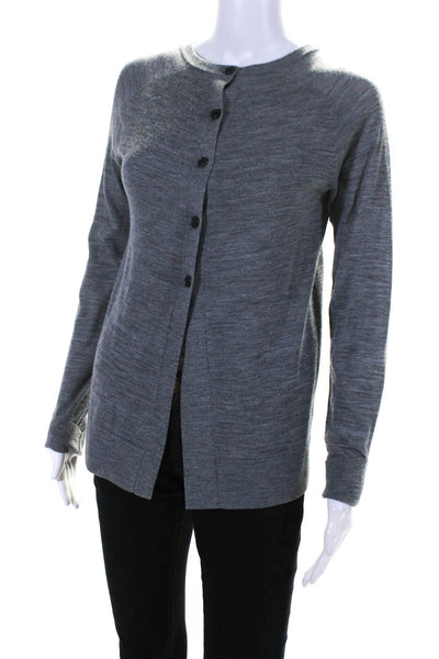 A.L.C. Womens Button Down Back Crew Neck Sweater Gray Wool Size Extra Small