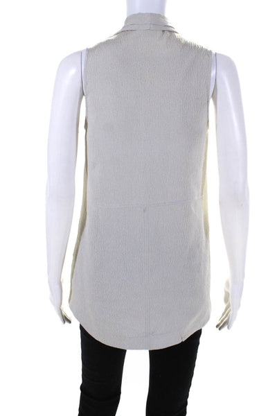 Helmut Lang Womens Silk Textured Button Down Tank Top Beige Size Petite