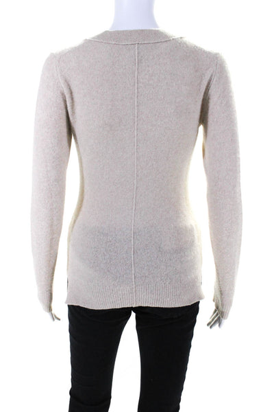 Scoop NYC Womens Cashmere Long Sleeves V Neck Sweater Beige Size Petite