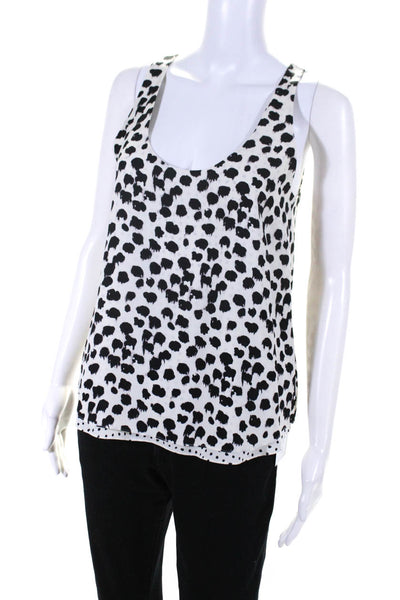 A.L.C. Womens Silk Abstract Print Tank Top White Black Size Extra Small