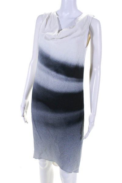 Helmut Lang Womens Printed V Neck Sleeveless Dress White Grey Size 0