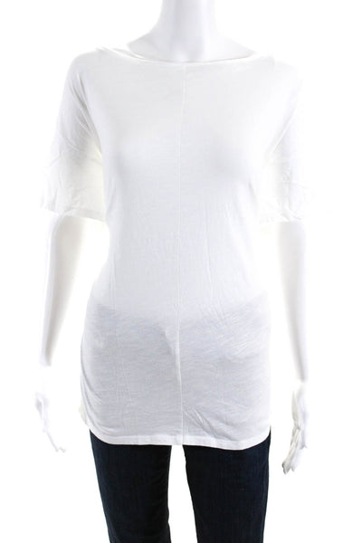 Eileen Fisher Womens Short Sleeve Oversize Round Neck Top Tee Shirt White Medium