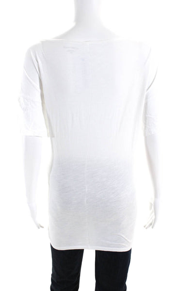 Eileen Fisher Womens Short Sleeve Oversize Round Neck Top Tee Shirt White Medium