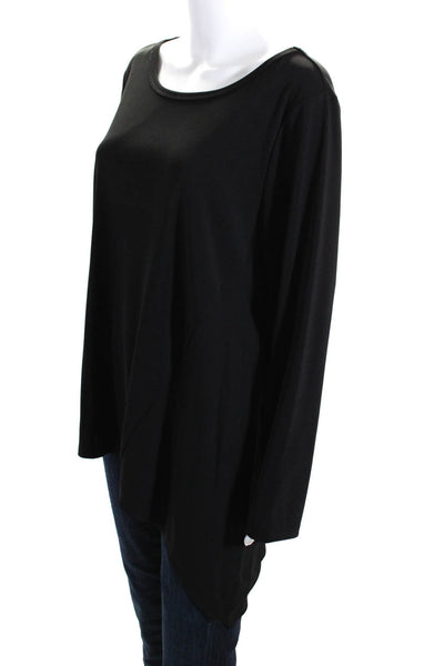 Donna Karan Womens Matte Jersey Long Sleeve Top Blouse Black Size Large