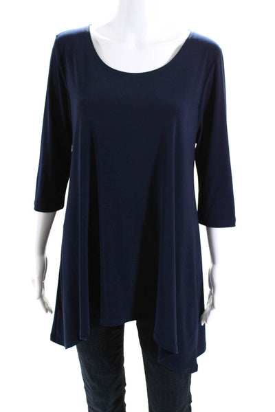 Ciara Sun Woo Womens 3/4 Sleeve Racerback Tunic Blouse Navy Blue Size Medium