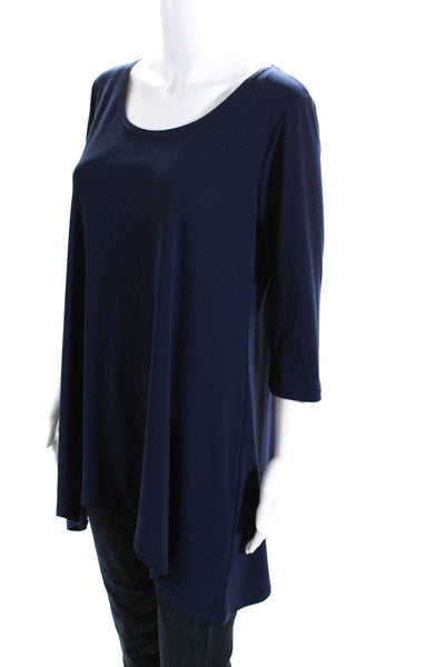 Ciara Sun Woo Womens 3/4 Sleeve Racerback Tunic Blouse Navy Blue Size Medium