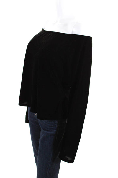 Soft Surroundings Womens Long Sleeve Off Shoulder Velvet Top Blouse Black Large