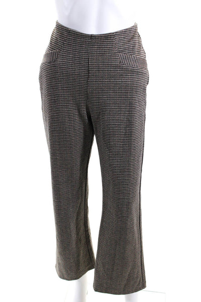 Liverpool Los Angeles Womens Plaid Crop Flare Pull On Pants Black Brown Size 8