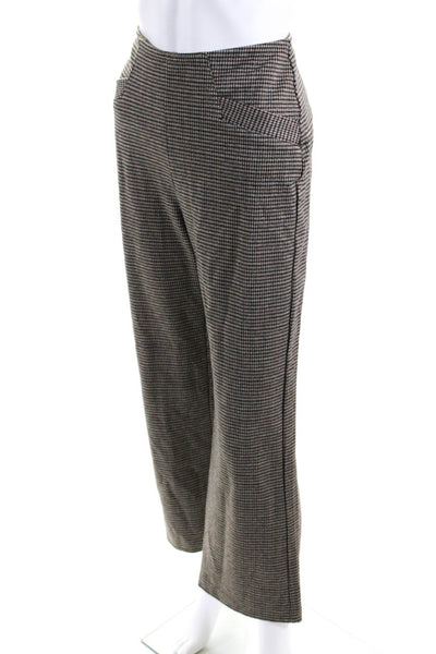 Liverpool Los Angeles Womens Plaid Crop Flare Pull On Pants Black Brown Size 8