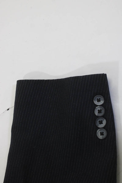 Hart Schaffner Marx Mens Wool Pinstripe Print Two Button Blazer Navy Size 44