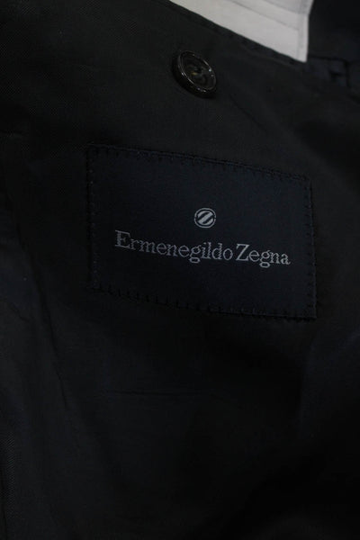 Ermenegildo Zegna Mens Wool Plaid Print Three Button Blazer Jacket Green Size 52