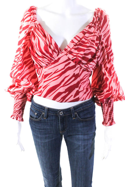 Slate & Willow Womens Pink Zebra Top Size 4 15066922