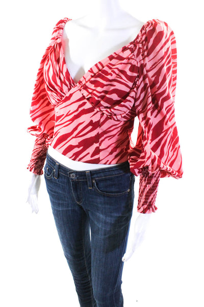 Slate & Willow Womens Pink Zebra Top Size 4 15066922