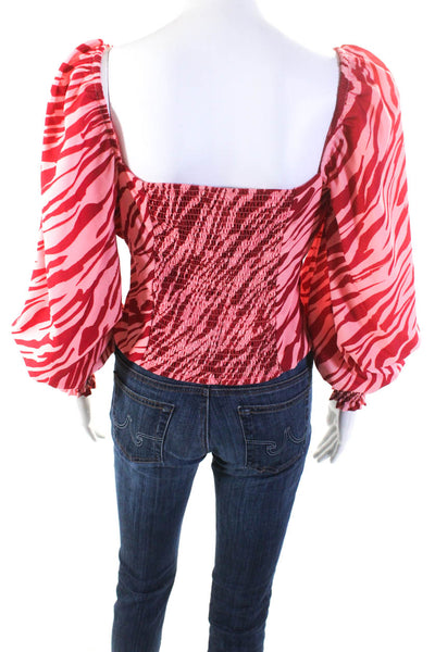 Slate & Willow Womens Pink Zebra Top Size 4 15066922