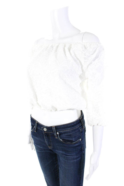 Nikki Reed Revolve Womens Off The Shoulder Long Sleeves Blouse White Size Small