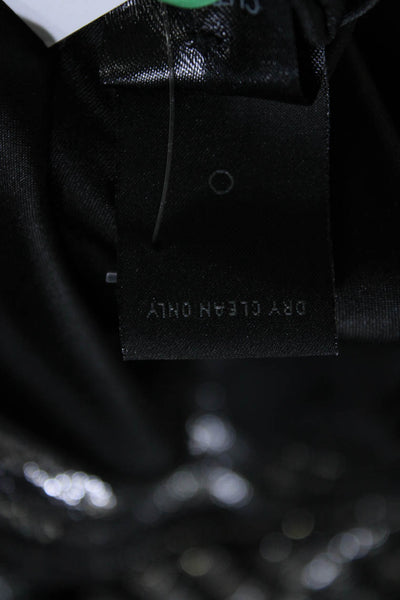 R+A Womens Striped Blazer Jacket Black Silver Metallic Cotton Size Small