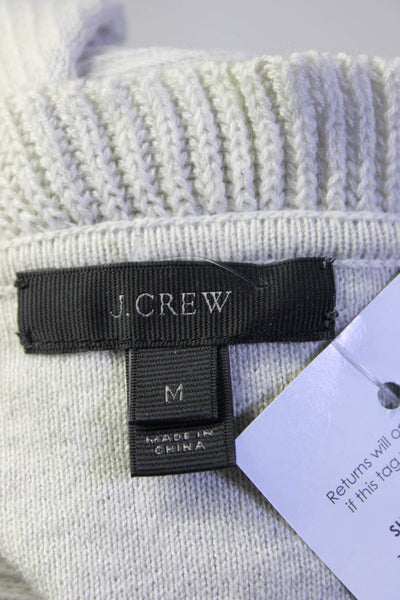 J Crew Womens Cotton Knit Long Sleeve Mock Neck Sweater Top Heather Gray Size M