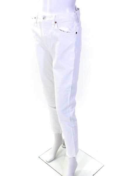 Re/Done Womens Cotton Denim High-Rise Straight Leg Jeans Pants White Size 28