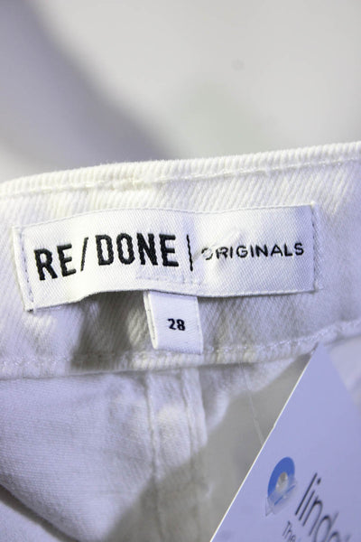 Re/Done Womens Cotton Denim High-Rise Straight Leg Jeans Pants White Size 28