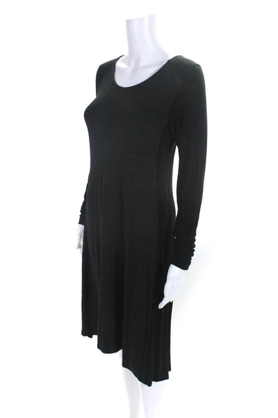 Eileen Fisher Women's Long Sleeve Jersey Shirt Dress Black Size XS