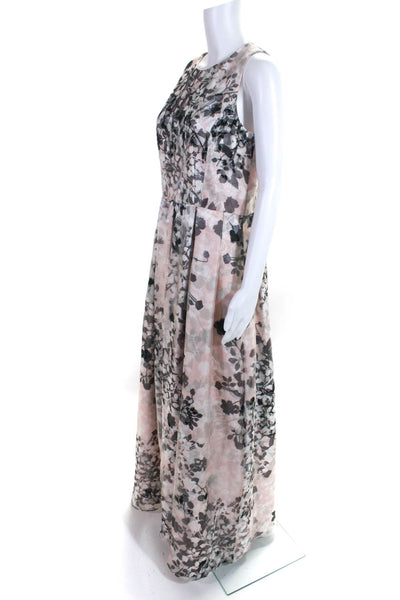 Eliza J Women's Sleeveless Floral Print Open Back Long Gown Pink Size 12