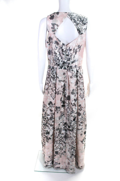 Eliza J Women's Sleeveless Floral Print Open Back Long Gown Pink Size 12