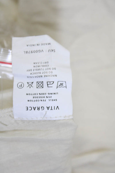 Vita Grace Womens Cotton Blend Abstract Print Long Sleeve Dress Beige Size L