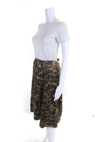 Lafayette 148 New York Womens Silk Striped A-Line Pleated Skirt Brown Size 12