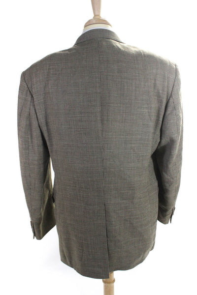Lauren Ralph Lauren Mens Wool Woven Striped Buttoned Blazer Brown Size EUR46