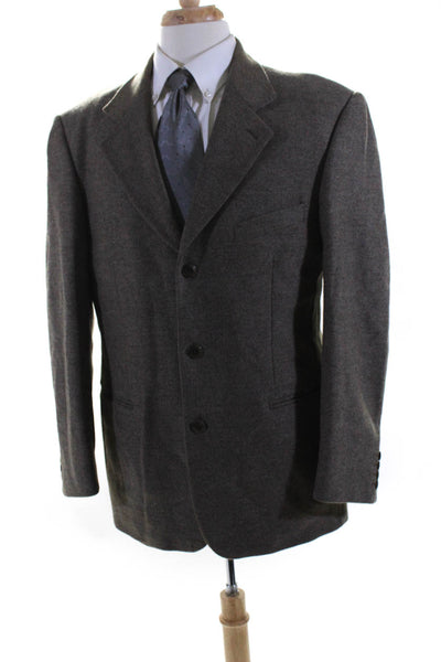 Bachrach Mens Brown Textured Three Button Long Sleeve Blazer Jacket Size 39R