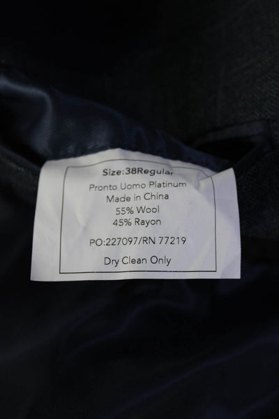 Pronto Uomo Mens Navy Wool Glen Plaid Two Button Long Sleeve Blazer Size 38R