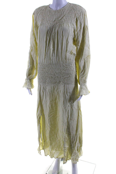 Vita Grace Women's Long Sleeve Slit Textured Maxi Dress Green Size S