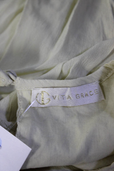 Vita Grace Women's Long Sleeve Slit Textured Maxi Dress Green Size S