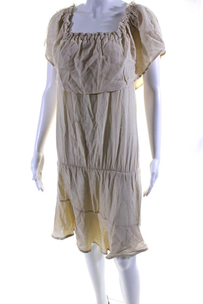 Muche Et Muchette Womens Silk Blend A Line Dress Off White Size Small