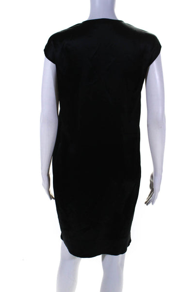 Vince Womens V Neck Sleeveless Shirt Dress Black Size Extra Small