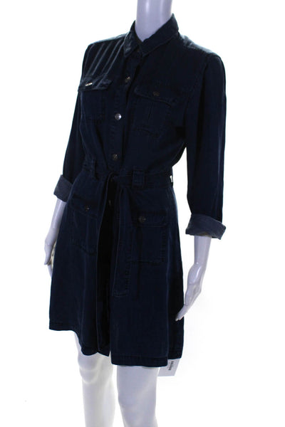 Rails Womens Ripley Dark Vintage Wash Button Down A Line Dress Blue Size Small