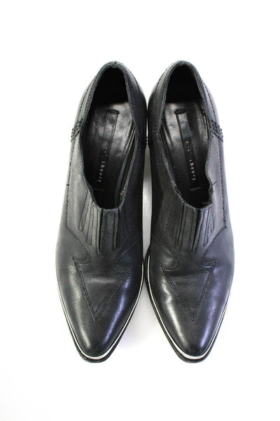 Theory Womens Leather Pointed Toe Slip On Loafers Shoes Black Size 39 9