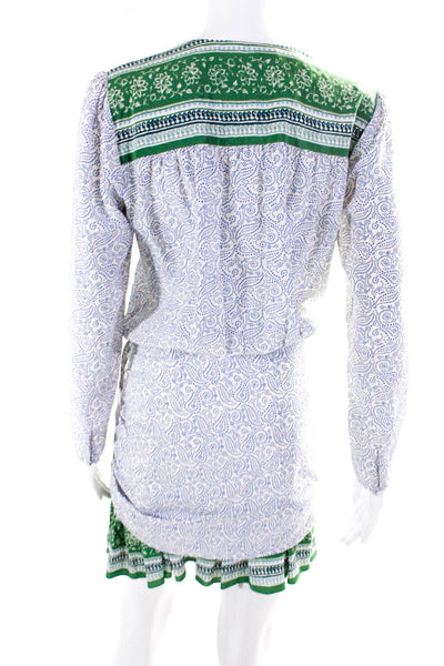 Veronica Beard Women's Silk Abstract Print Drawstring Mini Dress White Size 4