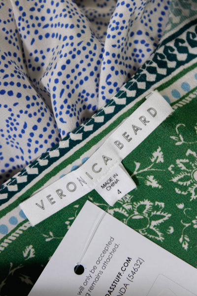Veronica Beard Women's Silk Abstract Print Drawstring Mini Dress White Size 4