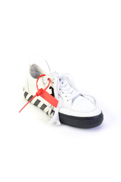 Off White Men's Leather Lace Up Striped Sole Arrow Patch Sneakers White Size 39